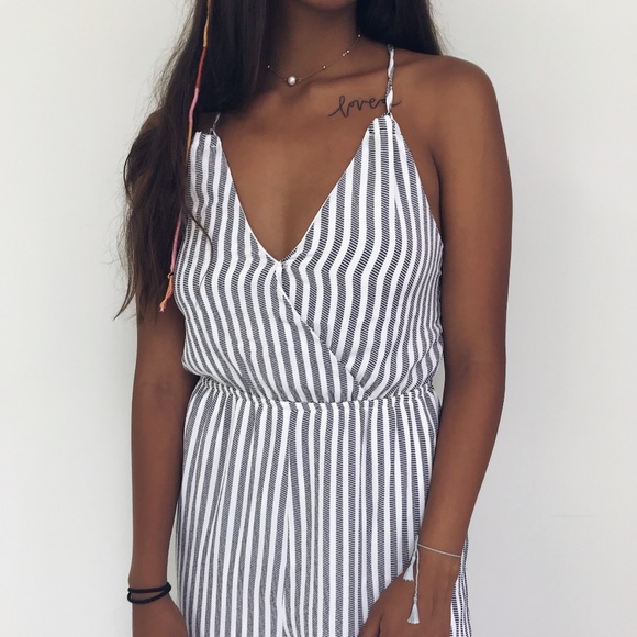 felicias Pants - 🆕 Davina - White + Black Striped Jumpsuit